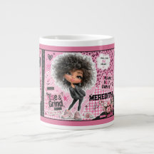 Caneca de Café Boneca Rosa com Nome Personalizado