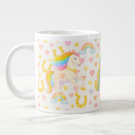 Grande Caneca de Café Cavalos com Crina Arco-Íris — Coope