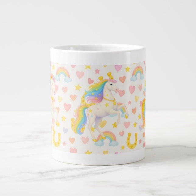Grande Caneca de Café Cavalos com Crina Arco-Íris — Coope (Frente)