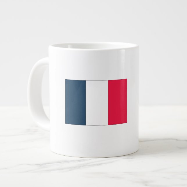 Grande Caneca de Café / Chá com Bandeira Francesa e Hino  (Frente Esquerda)