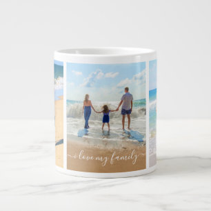 Grande Caneca de Café Colagem de Fotos Texto - Eu Amo Min