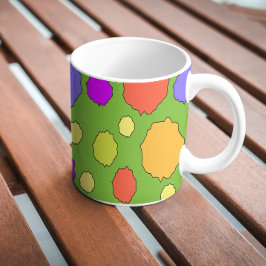 Grande Caneca de café com bolinhas coloridas e brilhantes