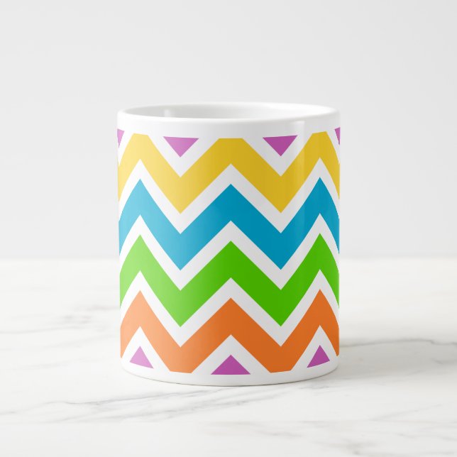 Grande caneca de café com chevron de primavera (Frente)