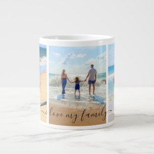 Grande Caneca de Café com Colagem de Fotos da Família Per