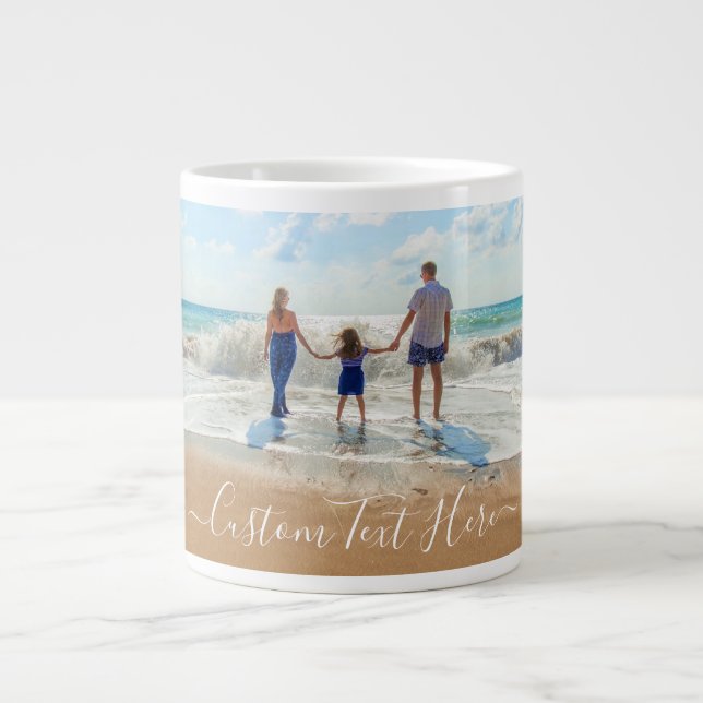 Grande Caneca de Café com Foto da Sua Família Presente co (Frente)