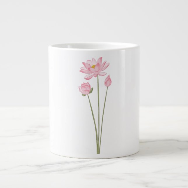 Grande Caneca de Café com Ilustração Botânica de Flores d (Frente)
