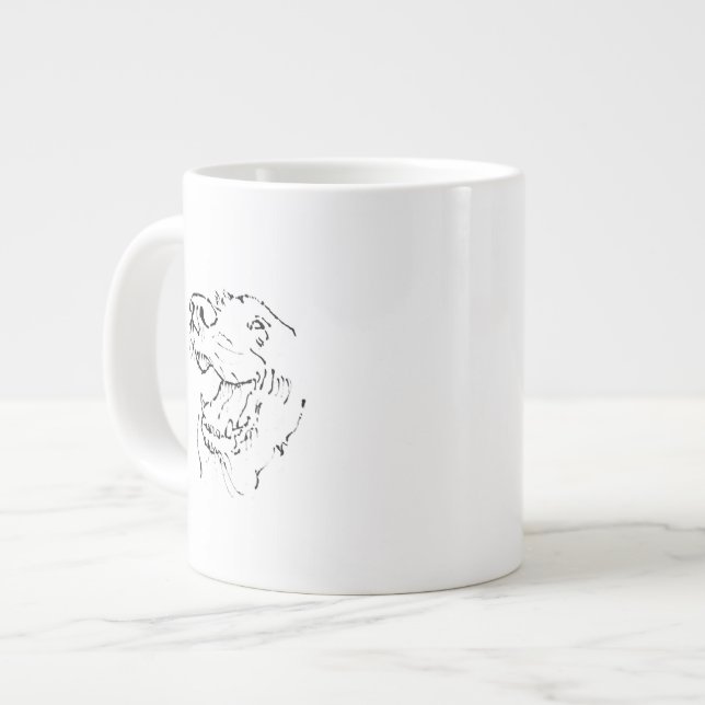 Grande Caneca de Café com Ilustração de Tinta de Cachorro (Frente Esquerda)