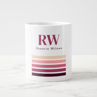 Grande Caneca de Café com Listras e Monograma Chic Retro