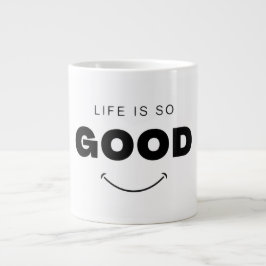 Grande Caneca de Café com Rosto Sorridente Life Is So Goo