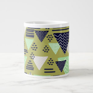 Grande Caneca de Café com Triângulos Geométricos Retrô