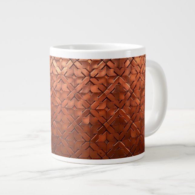 Grande Caneca de Café com Visual de Cobre Rústico (Frente Esquerda)