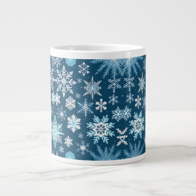 Grande caneca de café cristais de floco de neve (Frente)