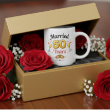 Caneca de Café de Aniversário de Bodas de Ouro Pre