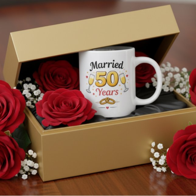 Grande Caneca de Café de Aniversário de Bodas de Ouro Pre (Criador carregado)