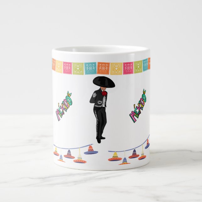 Grande Caneca de Café de Festa Mexicana (Frente)