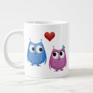 Grande Caneca de café de namorados impressa com coruja