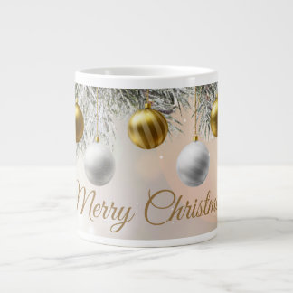 Grande Caneca de café de Natal com bolas de ouro