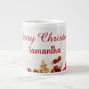 Grande Caneca de café de Natal com bolas de ouro