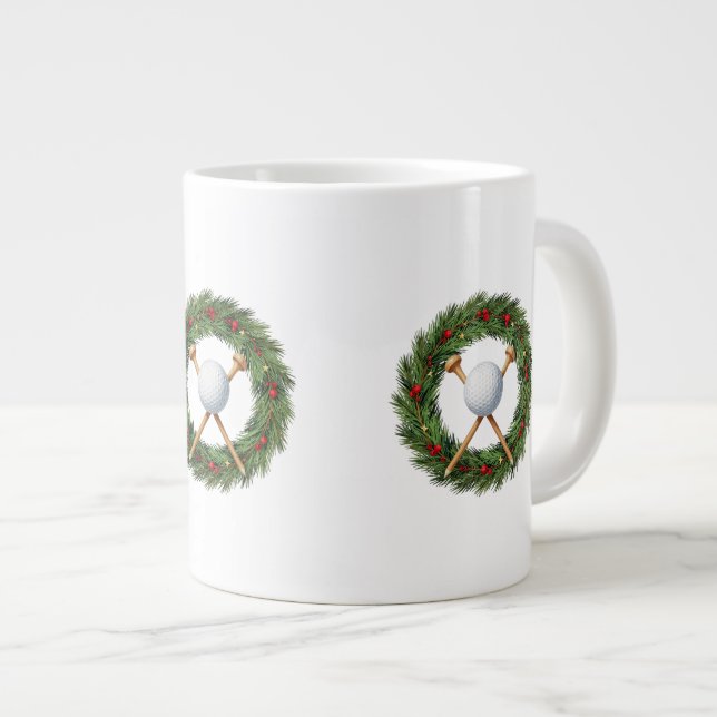 Grande Caneca de Café de Natal de Golfe (Frente Esquerda)