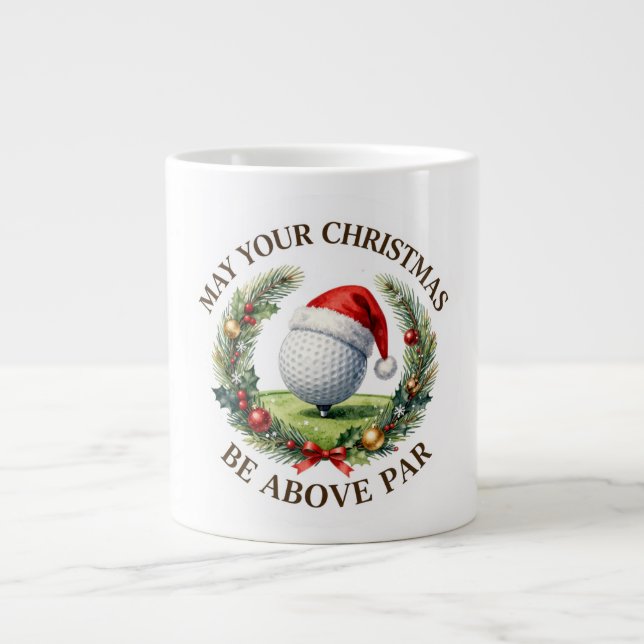 Grande Caneca de Café de Natal de Golfe (Frente)