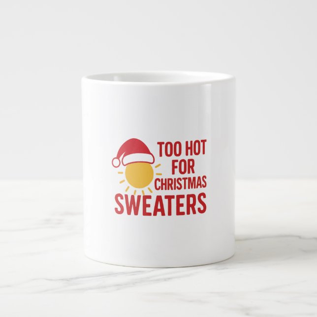 Grande Caneca de Café de Natal Engraçada – Quente Demais  (Frente)