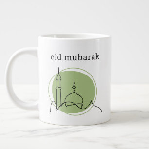 Grande Caneca de Café Eid Mubarak Jumbo - Arte de Linha d
