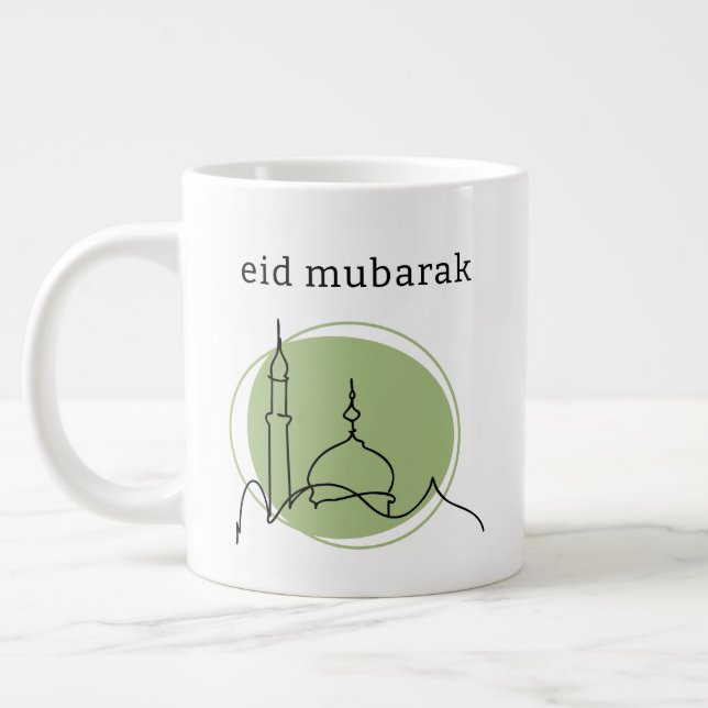 Grande Caneca de Café Eid Mubarak Jumbo - Arte de Linha d (Esquerda)