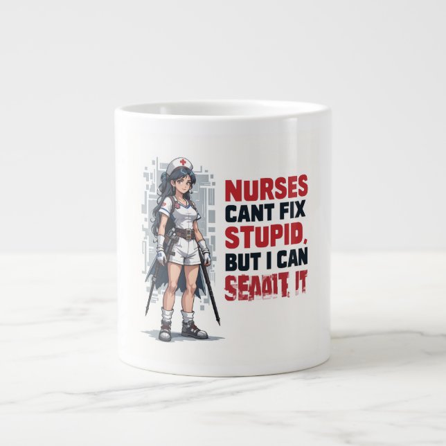 Grande Caneca de Café Enfermeira Engraçada — Presente Sar (Frente)