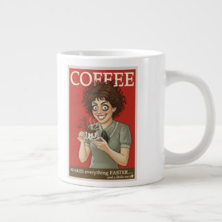 Grande Caneca de Café Engraçada “Café Torna Tudo Mais Ráp