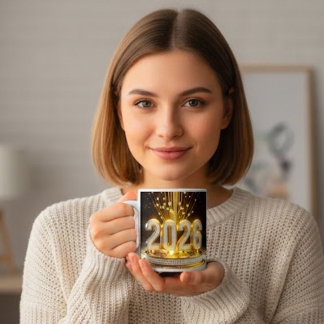Grande Caneca de café Feliz Ano Novo 2026 (Criador carregado)
