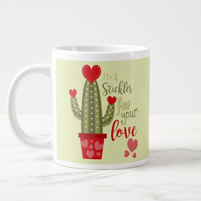 Grande Caneca de Café Feliz Dia dos Namorados Cactus Cora (Esquerda)