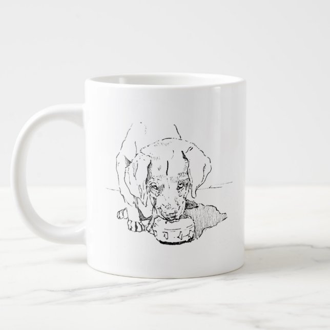 Grande Caneca de Café Filhote de Labrador, Arte de Mãe de (Esquerda)