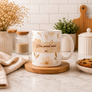 Grande Caneca de Café Floral Humor de Novo Pai