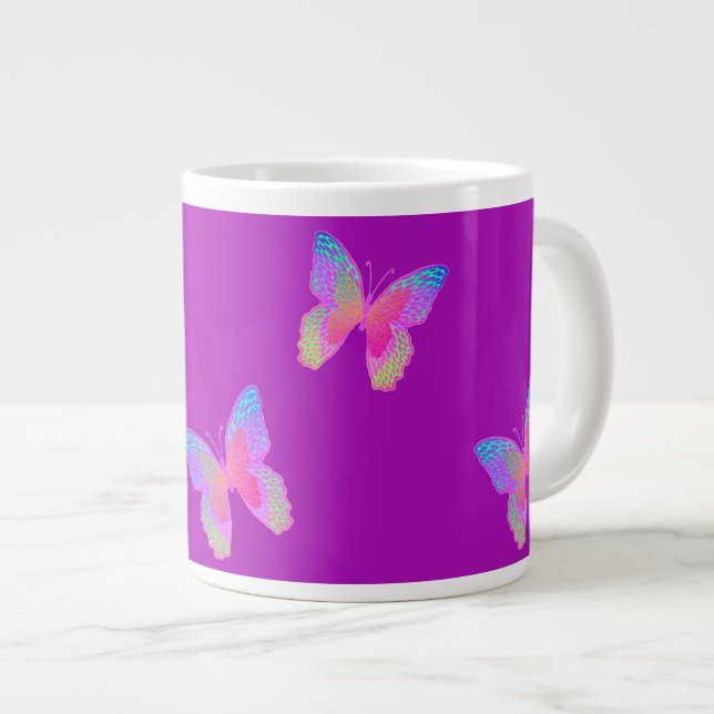 Grande Caneca de café Flutter-Byes (roxa) (Frente Esquerda)