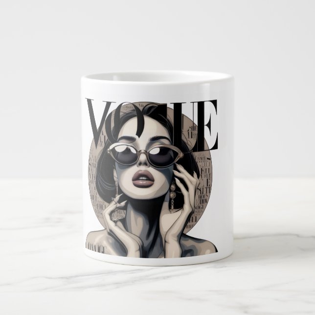 Grande Caneca de Café Garota da Moda Vogue | Estética de  (Frente)