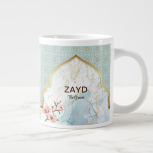 Grande Caneca de Café Groom Personalizada – Azul Claro e 