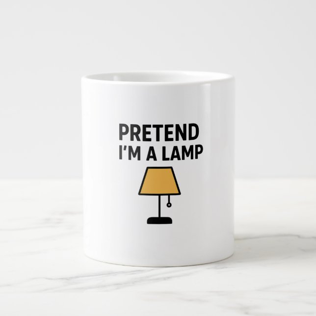 Grande Caneca de café ilustrada Finja que sou uma lâmpada (Frente)