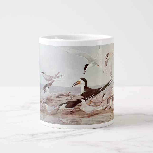 Grande Caneca de Café Jumbo Andorinhas e Pássaros Mensage (Frente)
