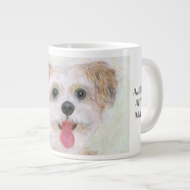 Grande Caneca de Café Jumbo Close Up do Cão Morkie (Frente Esquerda)
