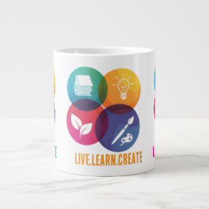 Grande Caneca de Café Jumbo Live.Learn.Create