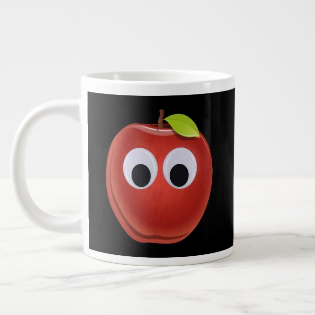 Grande Caneca de Café Jumbo Maçã Vermelha Olhos Googly Di (Esquerda)