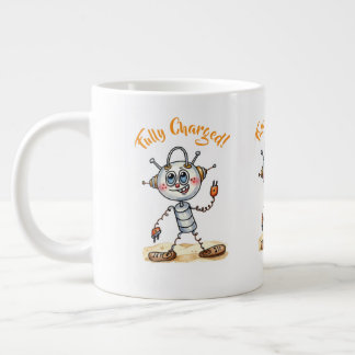 Grande Caneca de Café Jumbo Robô de Desenho Fofo