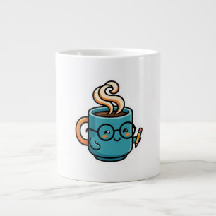 Grande Caneca de Café Kawaii Fofa com Adesivo de Óculos d