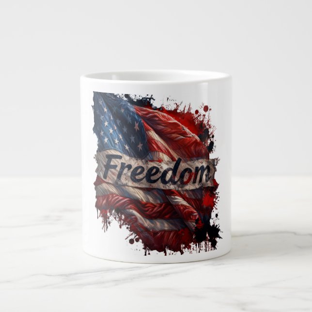 Grande Caneca de Café "Liberdade" Patriótica (Frente)