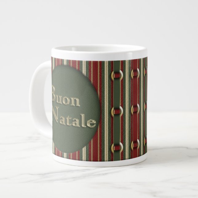 Grande Caneca de café Natale, em italiano Buon (Frente Esquerda)