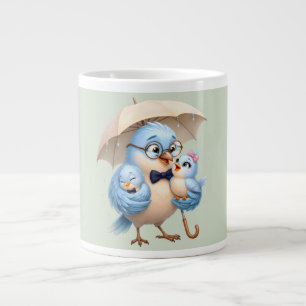 Grande Caneca de Café Pai Pássaro Fofo