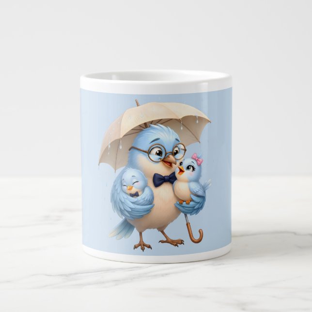 Grande Caneca de Café Pai Pássaro Presente de Amor Famili (Frente)