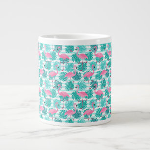 Grande Caneca de Café Paraíso de Palmeira Flamingo Tropic