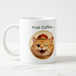 Grande Caneca de Café Personalizada com Gato Sortudo Pisc