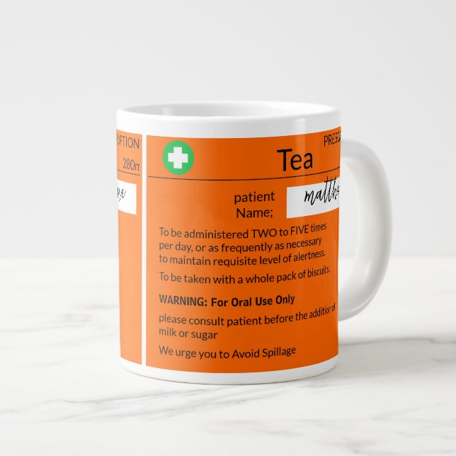 Grande Caneca de café personalizada com prescrição engraç (Frente Esquerda)